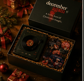 Gift box with the record player inside